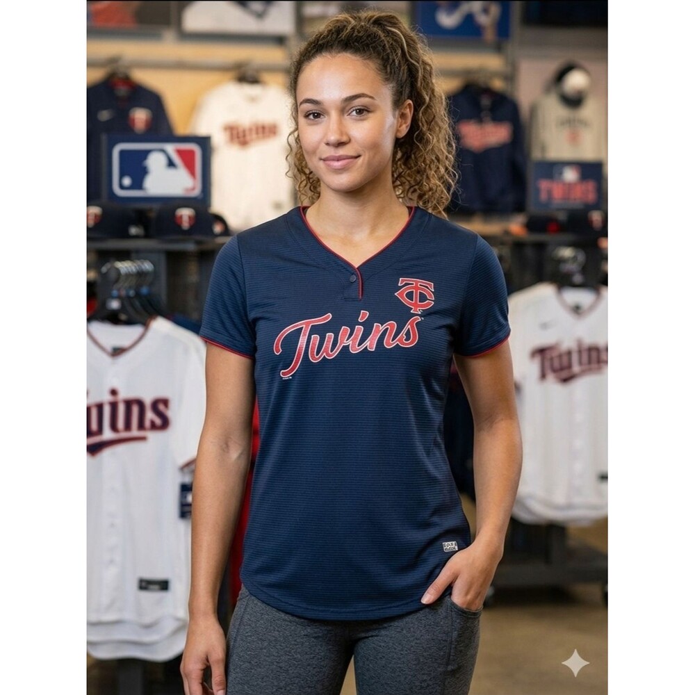 Minnesota Twins MLB TX3 Cool Performance Shirt Women's Large Navy Blue Baseball